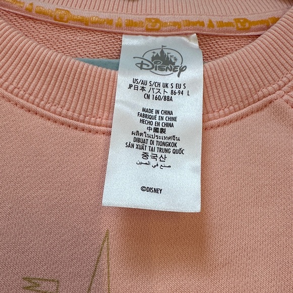 Disney Peach Sweatshirt with Castle Design stain on sleeve - Picture 2 of 10